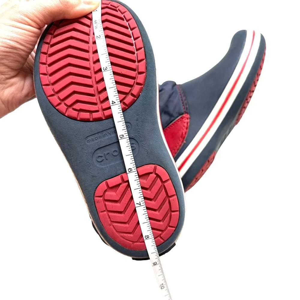 CROCS Kids Navy and Red Boots Size 1 - Picture 7 of 8